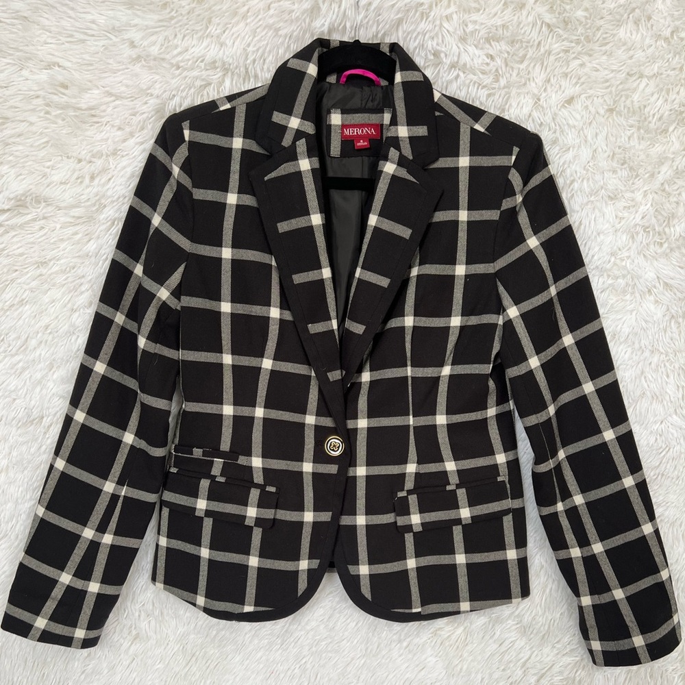 MERONA black and white plaid blazer